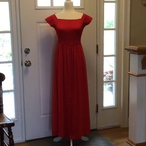 Red crepe lined maxi dress
